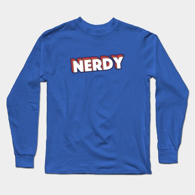 Retro Nerdy Word Art with Stripes Long Sleeve T-Shirt by SLAG_Creative